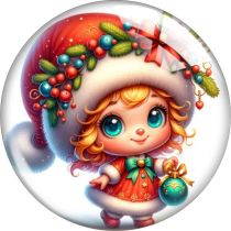 20MM Christmas Cartoon  glass snap button charms