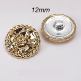 12MM flower metal silver plated snap charms
