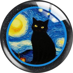20MM Van Gogh Cat glass snap button charms