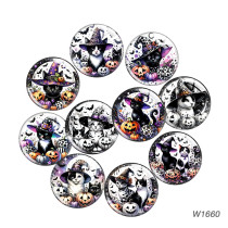 20MM Halloween Cat Cartoon  glass snap button charms