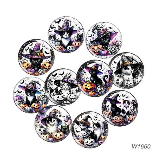 20MM Halloween Cat Cartoon  glass snap button charms