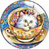 20MM cat glass snap button charms