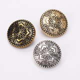 20MM Curved pattern metal silver plated snap charms
