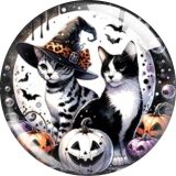 20MM Halloween Cat Cartoon  glass snap button charms
