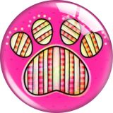 20MM Dog paw print glass snap button charms