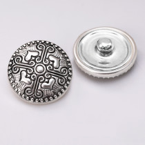 20MM Curved pattern metal silver plated snap charms