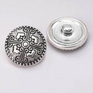 20MM Curved pattern metal silver plated snap charms