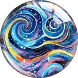 20MM Blue Starry Sky Cartoon  glass snap button charms