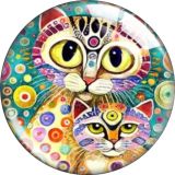 20MM cat glass snap button charms