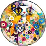 20MM cat glass snap button charms