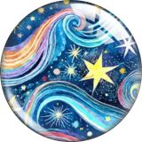 20MM Blue Starry Sky Cartoon  glass snap button charms