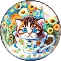 20MM cat glass snap button charms