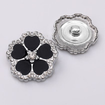 25MM Waterdrill Dripping Oil Clover metal silver plated snap charms