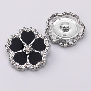25MM Waterdrill Dripping Oil Clover metal silver plated snap charms