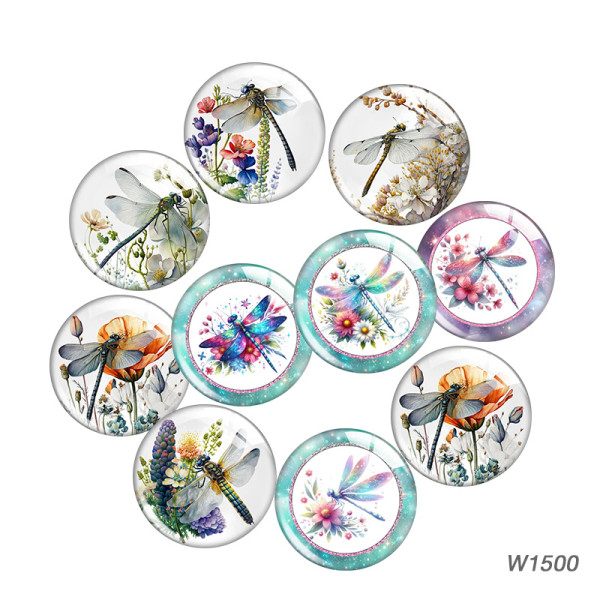 20MM dragonfly glass snap button charms