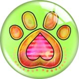 20MM Dog paw print glass snap button charms
