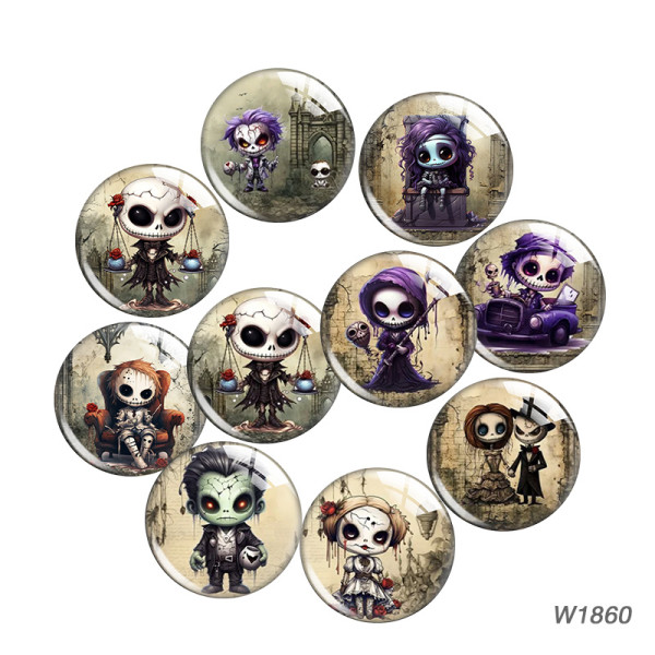 20MM Halloween  Cartoon  glass snap button charms
