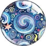 20MM Blue Starry Sky Cartoon  glass snap button charms
