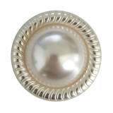 20MM Pearl metal silver plated snap charms