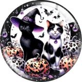 20MM Halloween Cat Cartoon  glass snap button charms