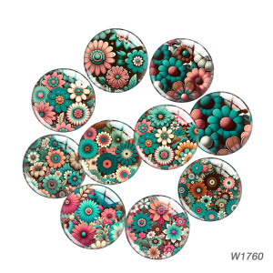 20MM flower Cartoon  glass snap button charms