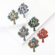Fashion alloy rhinestone life tree brooch