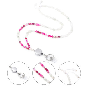 Natural stone bead woven rope necklace Lanyard necklace mobile keychain necklace