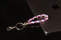 Knitted leather keychain