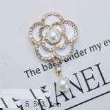 20MM Pearl rhinestone Camellia Alloy  snap button charms