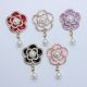 20MM Pearl rhinestone Camellia Alloy  snap button charms