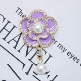 20MM Pearl rhinestone Camellia Alloy  snap button charms