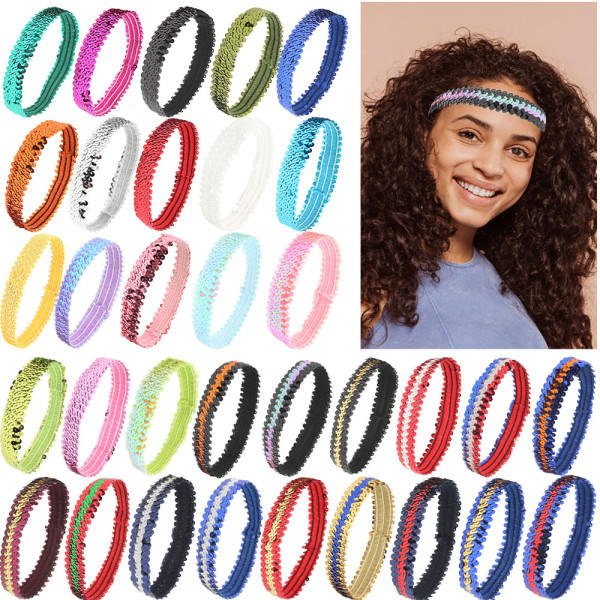 Bright opening with shiny headband, sporty and fashionable elastic headband