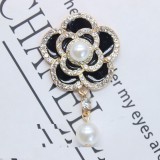 20MM Pearl rhinestone Camellia Alloy  snap button charms