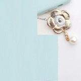 20MM Pearl rhinestone Camellia Alloy  snap button charms