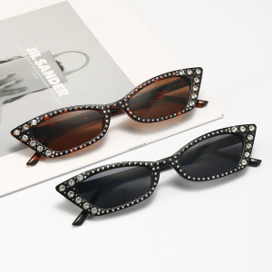 Fashion diamond studded cat glasses sunglasses multi-color small frame dance party hip-hop sunglasses for ladies