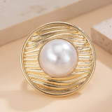 Irregular elliptical alloy winding ring, geometric ripple pearl ring