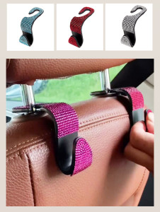 Car hooks with diamond studded seats, backrest hooks, decorative interior seats, and multifunctional invisible car hooks on the back of the seats