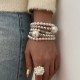 Exaggerated pearl studded diamond layered bracelet set