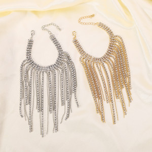 Tassel Bracelet Multi layer Stacked Claw Chain Light Luxury Water Diamond Round Beads