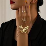 Retro court style butterfly bracelet ring one-piece