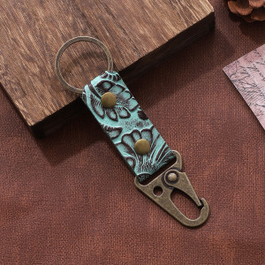 Horse hair leopard print relief carving keychain car pendant