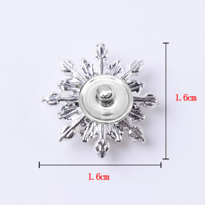 12MM Christmas Snowflakes metal silver plated snap charms