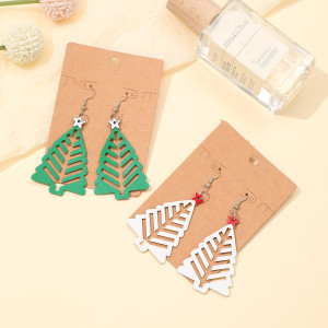 Christmas PU Leather Hollow Christmas Tree Earrings