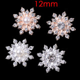 12MM Christmas Snowflakes metal silver plated snap charms
