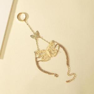 Retro court style butterfly bracelet ring one-piece