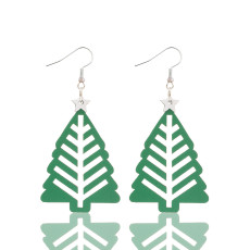 Christmas PU Leather Hollow Christmas Tree Earrings