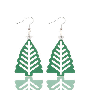 Christmas PU Leather Hollow Christmas Tree Earrings