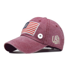 Baseball Hat Classic American Flag Pure Cotton Hat fit 20MM  Snaps button jewelry wholesale