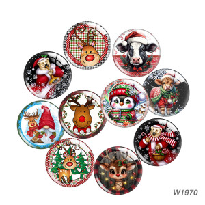 20MM Christmas Snowman Deer Cartoon  glass snap button charms
