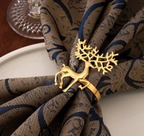 Christmas reindeer napkins with loop closure, hotel Western style napkins with buckle